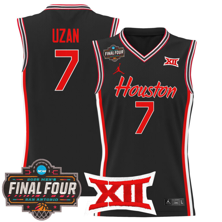 Men Houston Cougars #7 Uzan black 2025 Final Four Patch NCAA Jerseys